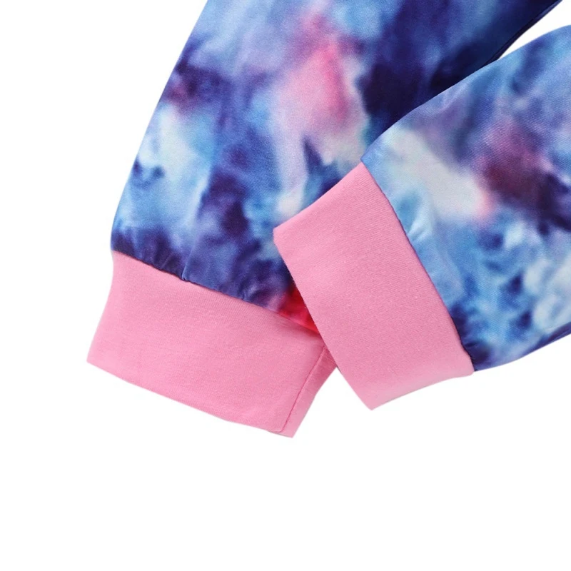 

Autumn Baby Set Girl Boy Tie-dye Print Long Sleeve Hoodie Sweatshirt Tops+Pants+Headband Casual Costume