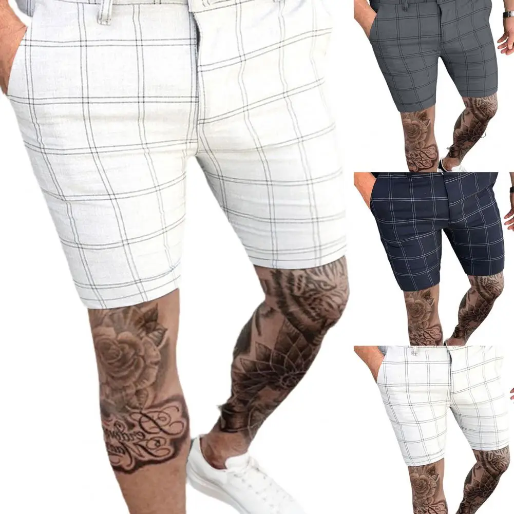 

Men Fashion Plaid Zipper Closure Shorts Casual Summer Shorts Mid Rise for School