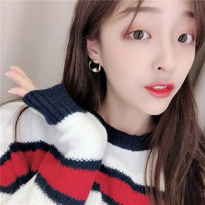 Irregular geometry character joker stud earrings fashion beautiful fashion jewelry pearl earring accessories