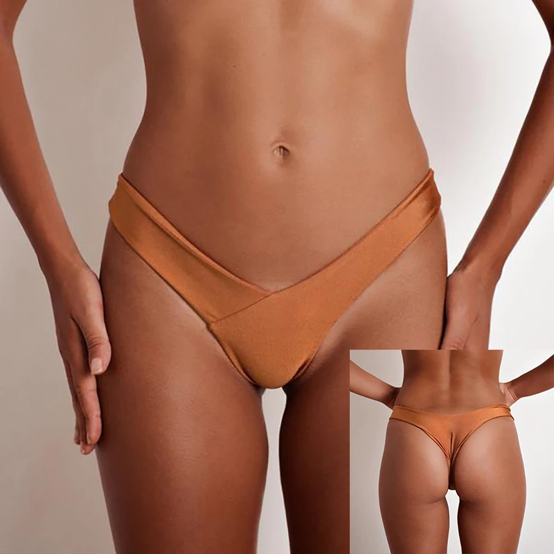 Сексуальные женские стринги одноцветные с низкой талией пляжные купальники
