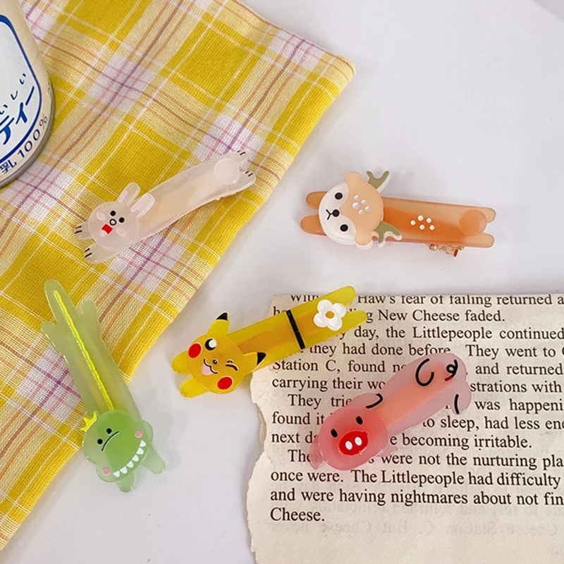

Korean Style Women Hair Accessories Cartoon Hair Clip Animals Flower Hairclip Cute Headdress Print Alloy Hairpins for Girls