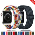Плетеный соло-браслет для Apple watch band 44 мм 40 мм 38 мм 42 мм, регулируемый эластичный нейлоновый браслет для iWatch Series 3 4 5 se 6 7 45 мм 41 мм