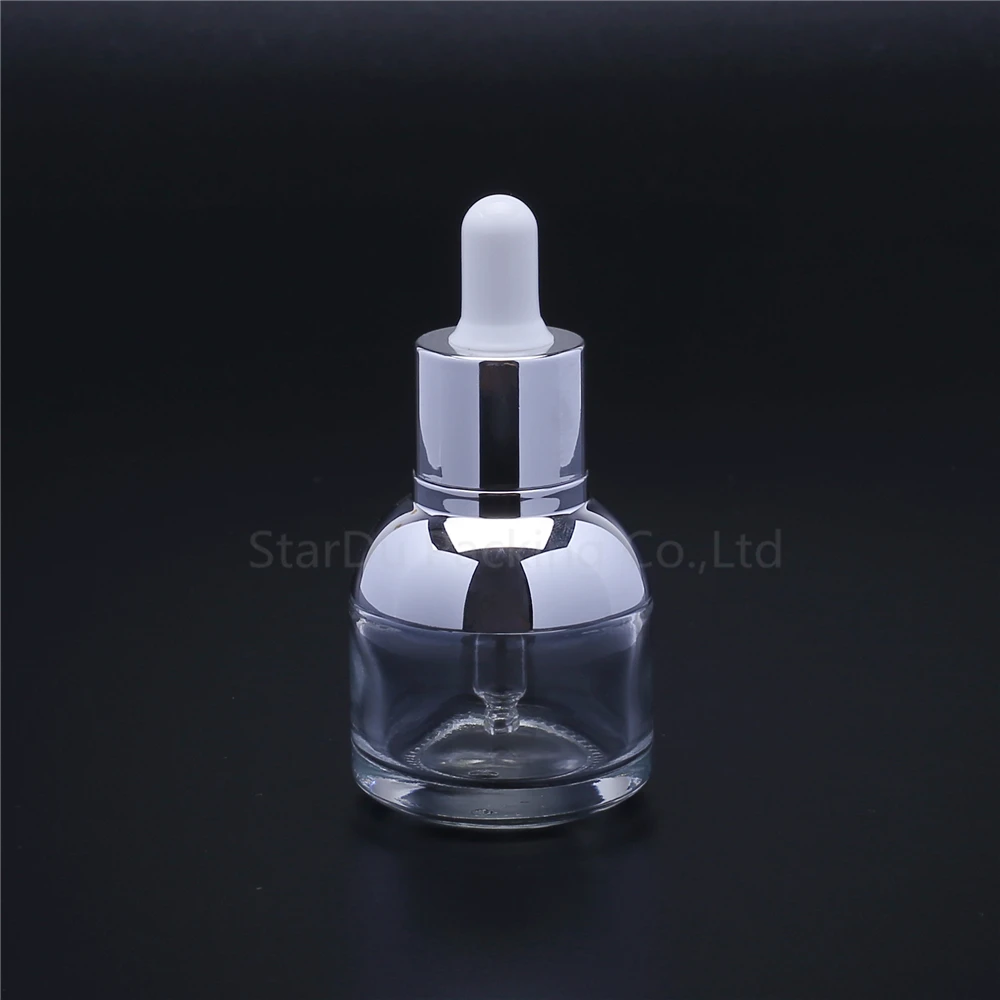 Прозрачная стеклянная бутылка капельница 30 мл пустой косметический упаковочный