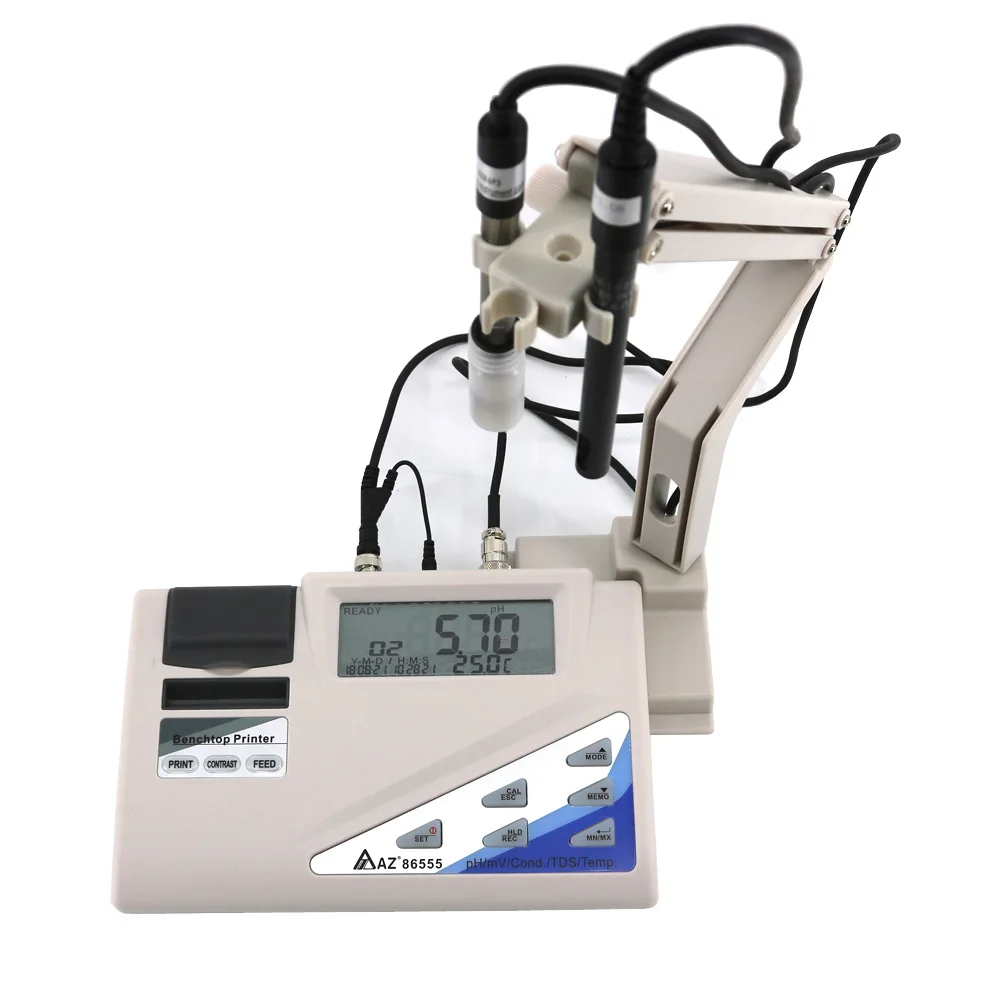 

AZ86555 Bench Top Water Quality Meter - pH/ORP/Cond./TDS/Salinity Printer,Hold Function to Freeze the Record.