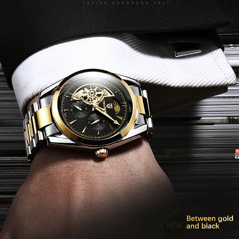 Часы TEVISE Мужские механические классические модные светящиеся с механизмом