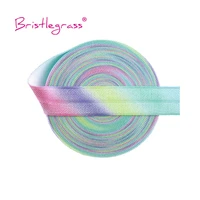 bristlegrass 2 5 10 yard 58 15mm pastel rainbow print foe fold over elastics spandex satin bands hair tie headband sewing trim