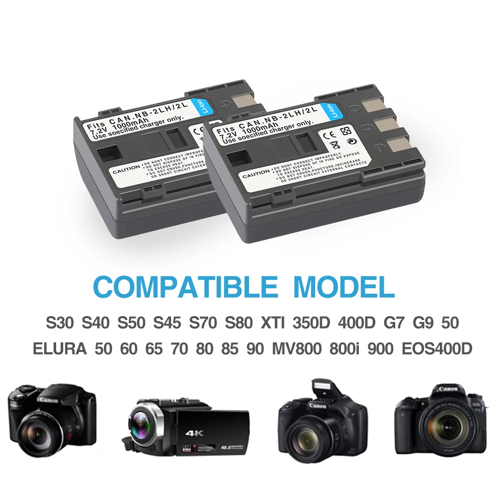 NB 2L 2LH батарея для Canon Rebel XT XTi 350D 400D G9 G7 S80 S70 S30 S40 S45 S50 S60 HV40 камера зарядное