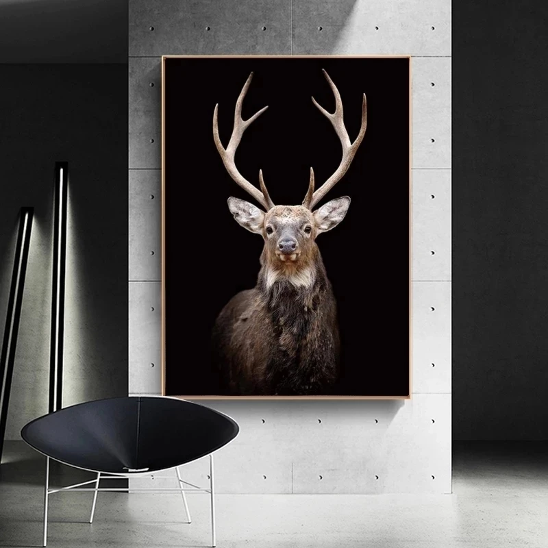 

Black Deer Wall Art Canvas Paintings Posters and Prints Animal Wall Pictures for Living Room Home Wall Cuadros Home Decor