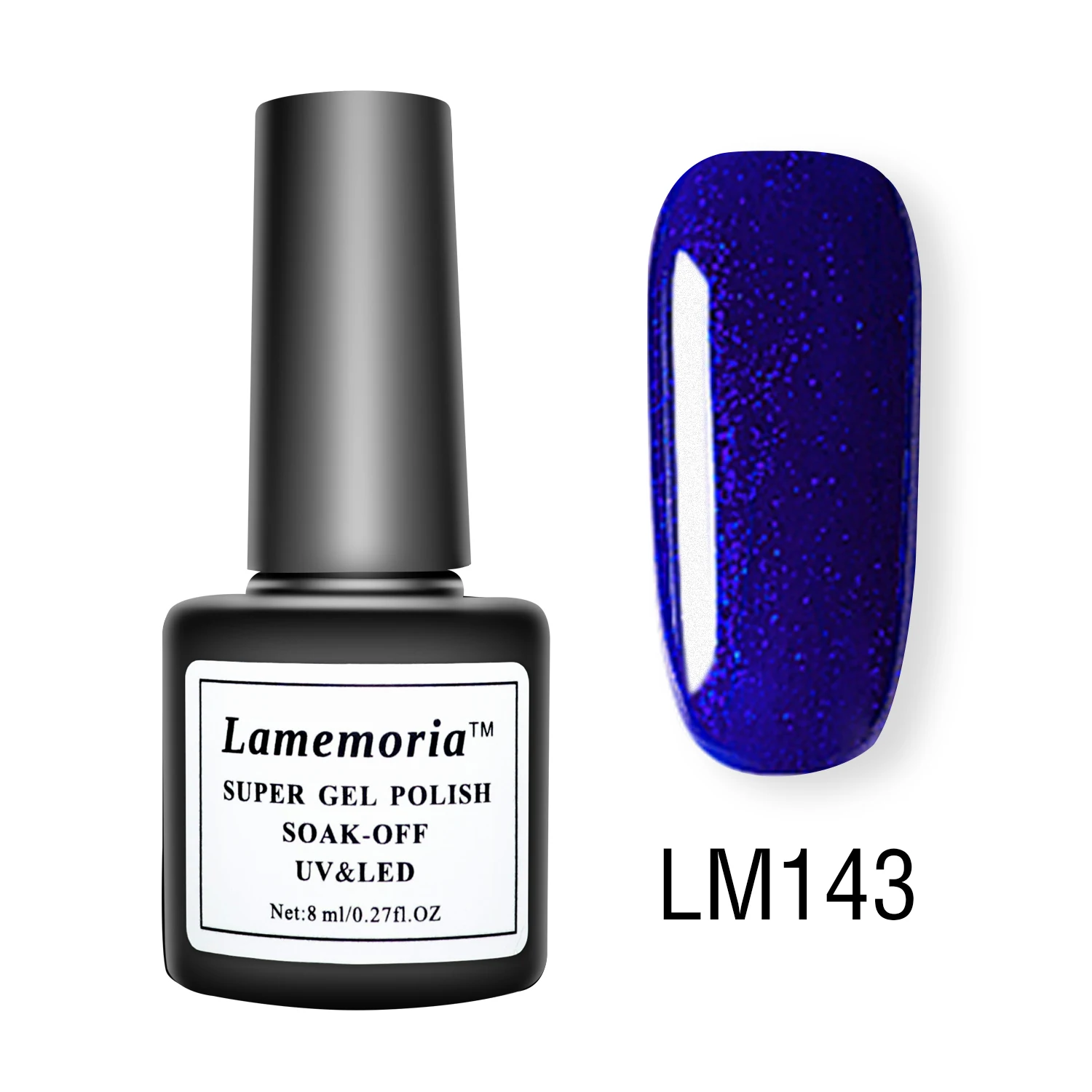 LM143 Lamemoria, 8 мл, синий блестящий Гель-лак для ногтей, гибрид, УФ Гель-лак, лаки для маникюра, основной дизайн, маникюр, Нейл-арт, топ, Nagellak - Цвет: LM143