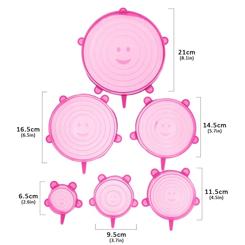 

Silicone Stretch Lids Reusable 6 Pcs Airtight Food Wrap Covers Keeping Fresh Seal Bowl Stretchy Wrap Cover Kitchen Cookware