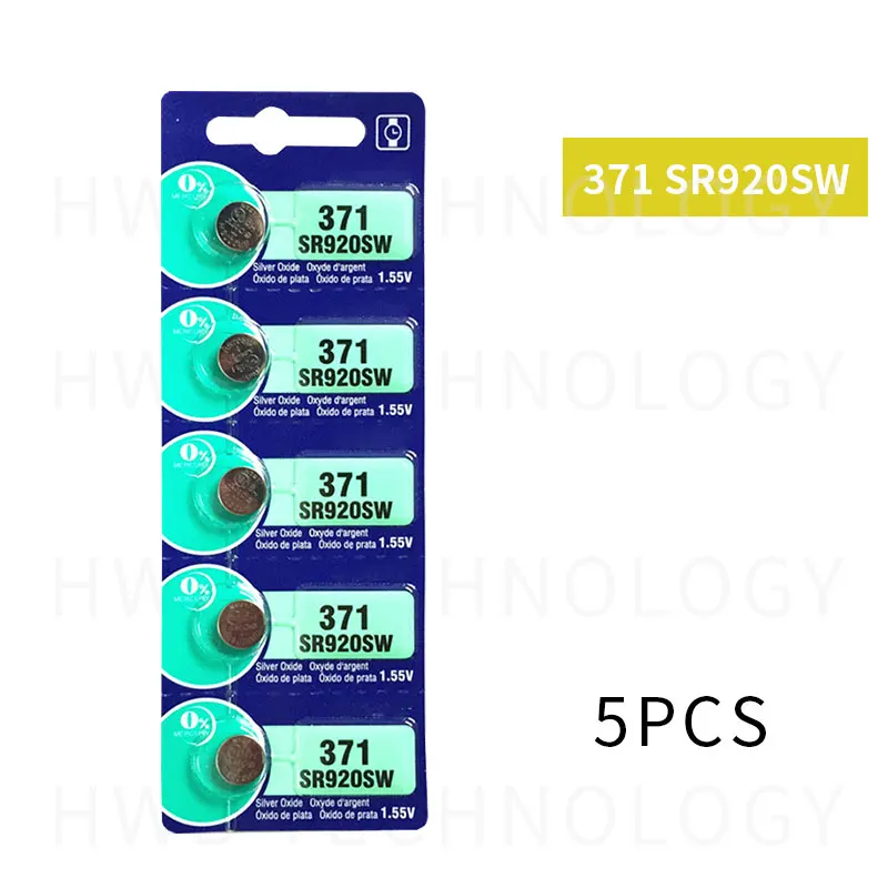 5 шт. 371 батарея SR69 SR920W SR920SW AG6 L921 605 620 280-31 280-51 Кнопка сотового телефона батарейки для часов оксида серебра Розничная карта
