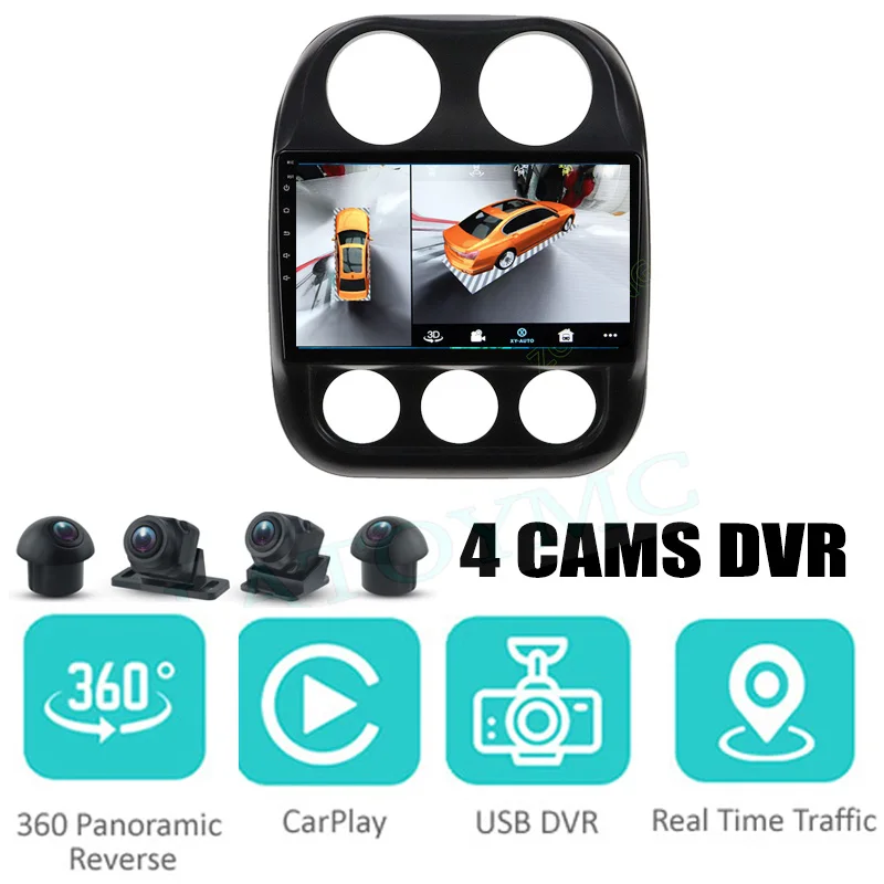Car Audio Navigation GPS Stereo Carplay DVR 360 Birdview Around 4G Android System For Jeep Compass MK49 Patriot MK74 2006~2017 Car Audio Navigation GPS Stereo Carplay DVR 360 Birdview Around 4G Android System For Jeep Compass MK49 Patriot MK74 2006~2017