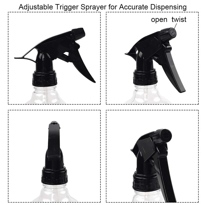 

Plastic Spray Bottles 4Pcs 8Oz Empty Clear Spray Bottle with Black Trigger Sprayers,Adjustable Nozzle,or Cleaning