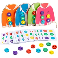 1set kid montessori learn basic life skills teaching aids clothes threading button sewing board game educational children toys