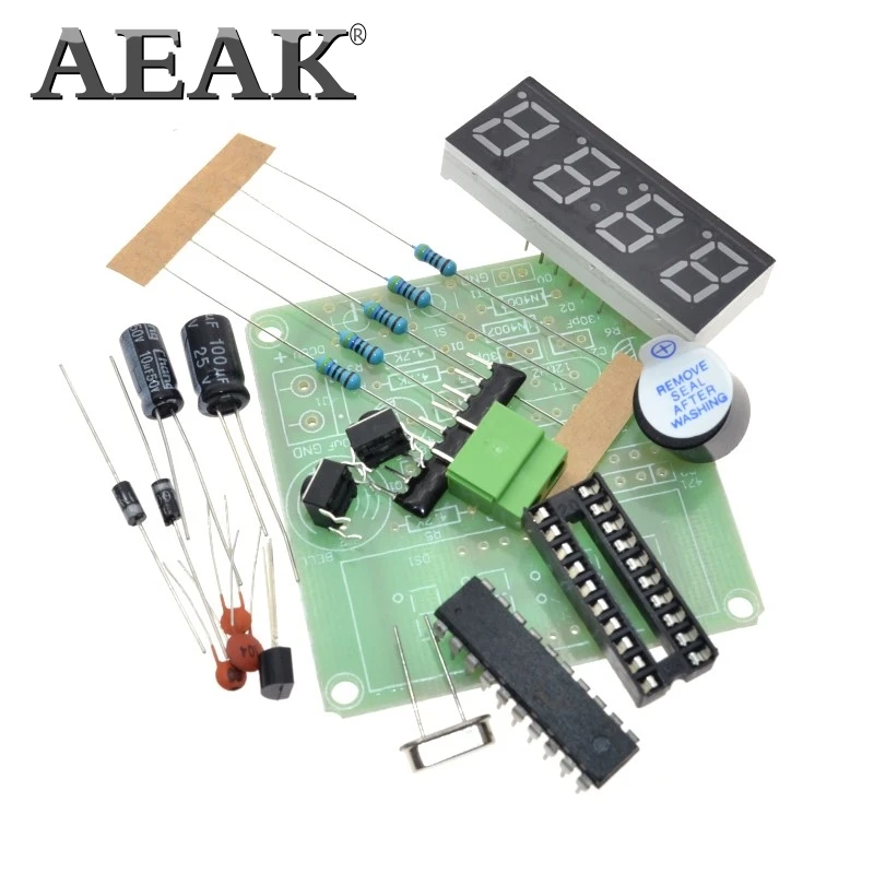 Набор для самостоятельной сборки цифровых 4-битных электронных часов AEAK AT89C2051 -