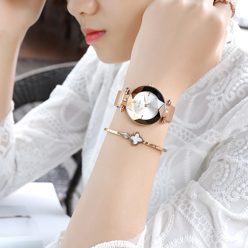 Часы наручные MEGIR женские кварцевые Простые аналоговые полностью стальные с