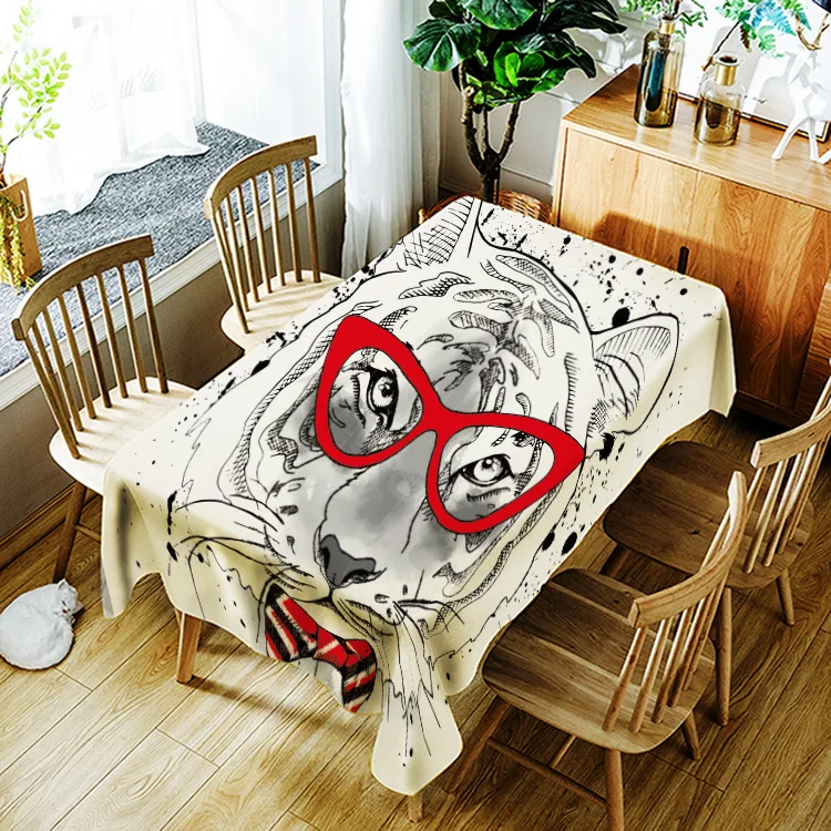 

European and American style waterproof household printing cute cartoon animal pattern washable tablecloth