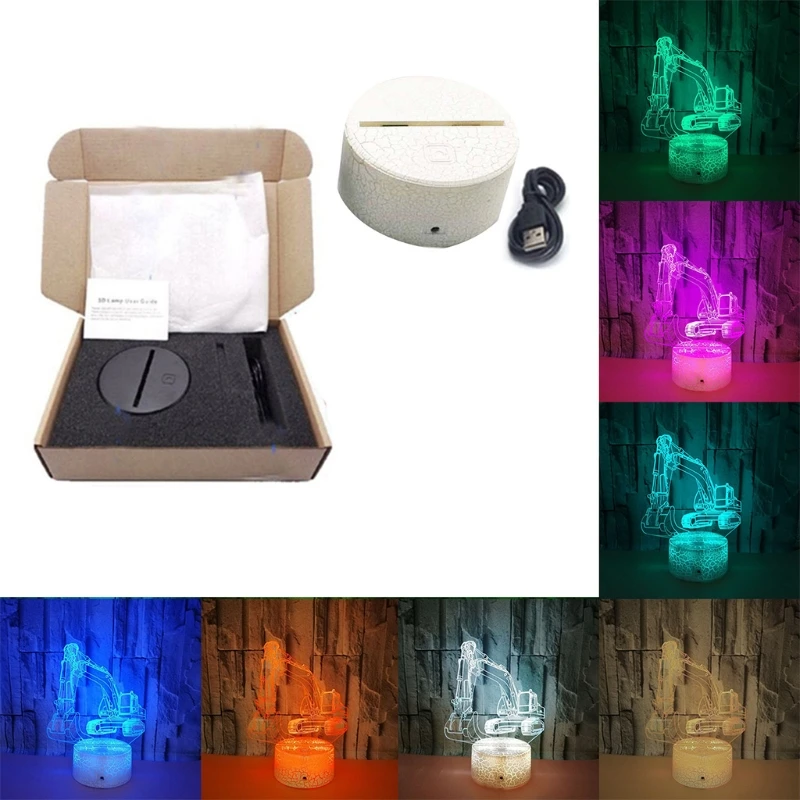 

L9NB Creative 3D Excavator Optical Illusion Lamp LED Colorful Night Light Home Bar