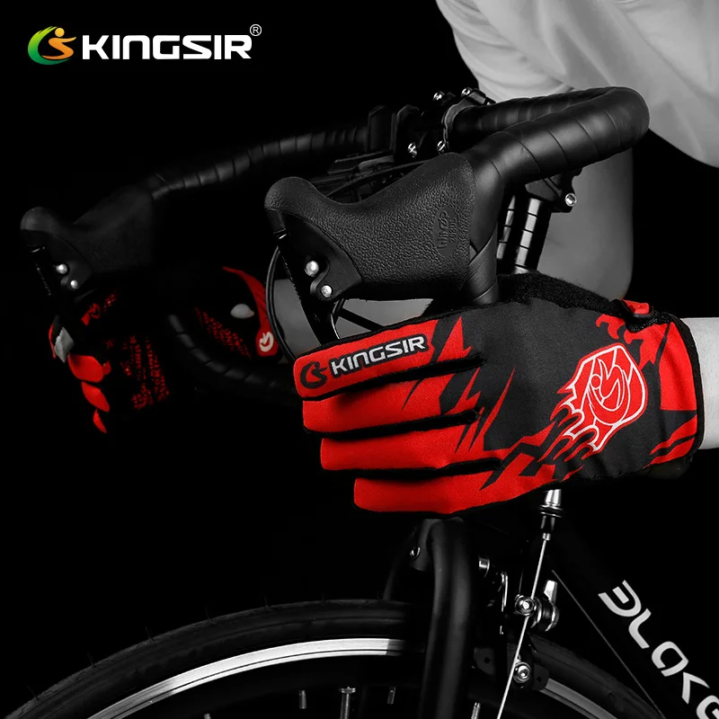Зимние флисовые велосипедные перчатки KINGSIR для мужчин и женщин теплые горного