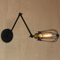 industry wrought iron long arm up and down double festival adjust clothing store bar hallway stairs retro wall lamp