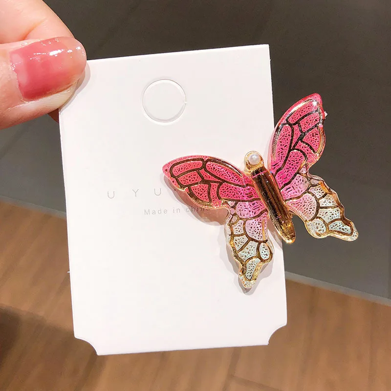 Заколки для волос женские разноцветные с бабочками |