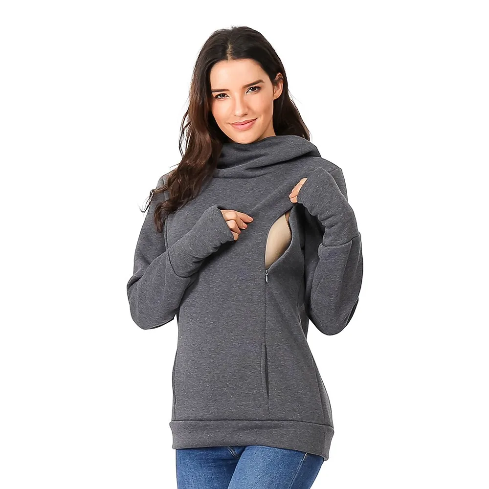 Women Pregnant Tops Nursing Maternity Long Sleeves Hooded Clothes Hoodie Sweatshirts Casual Winter Blouse Women Maternity Top