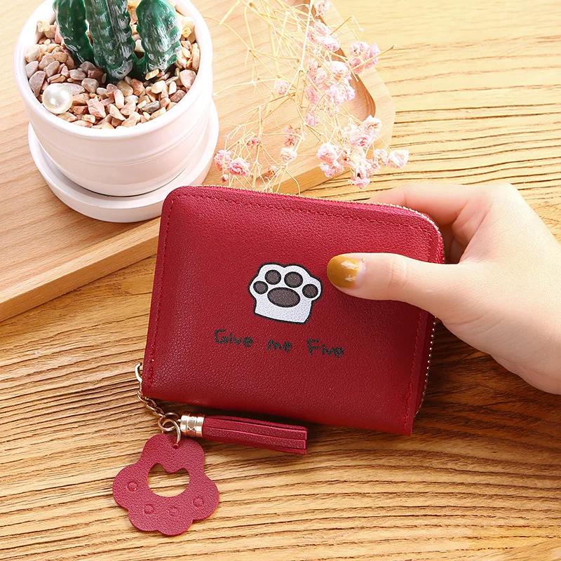 Кошелек женский с кисточками короткий бумажник большой вместимости на молнии