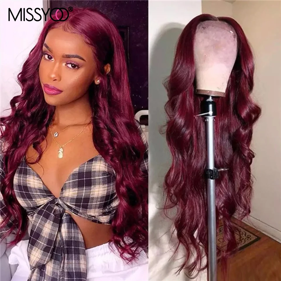 

MISSYOO Body Wave Wig Brazilian Hair 13X4 Lace Front Wig 4x4 Lace Closure Human Hair Wigs For Black Women Bug Red Wigs 26Inches