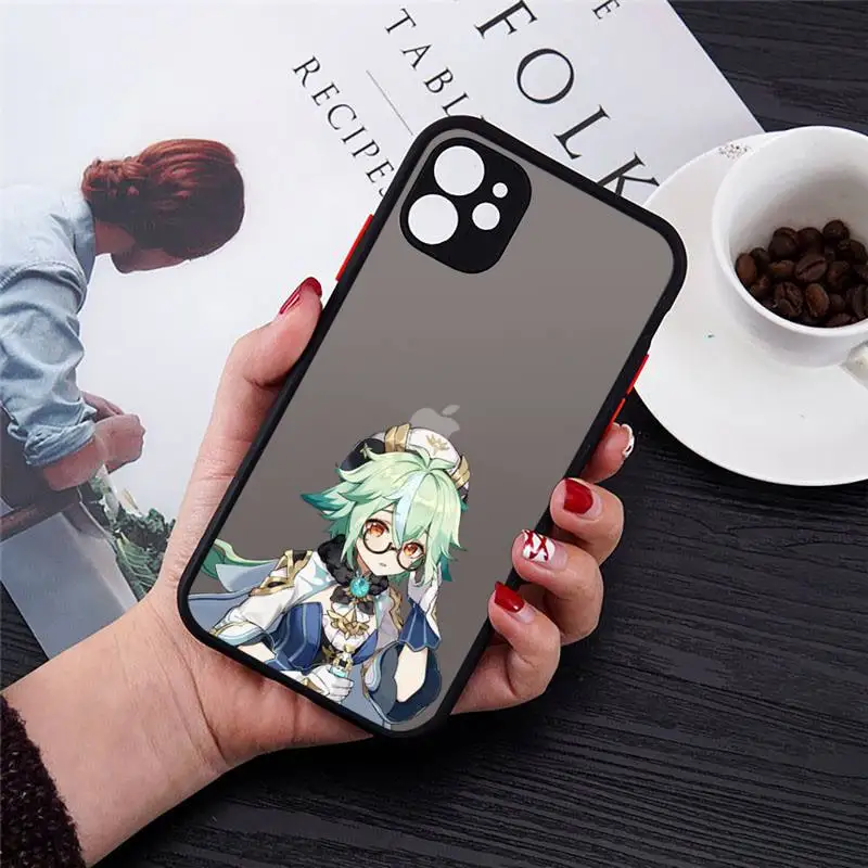 

Hot game genshin impact Phone Case matte transparent For iphone 7 8 11 12 plus mini x xs xr pro max cover