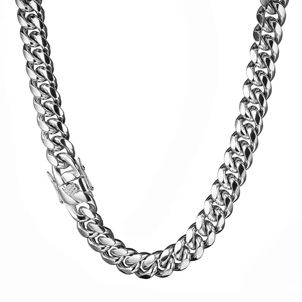 

Men's Hip hop Chains Necklaces Stainless Steel Never Fade High quality 14mm Width Miami Cuban chain Necklace Hiphop Jewelry7-40"