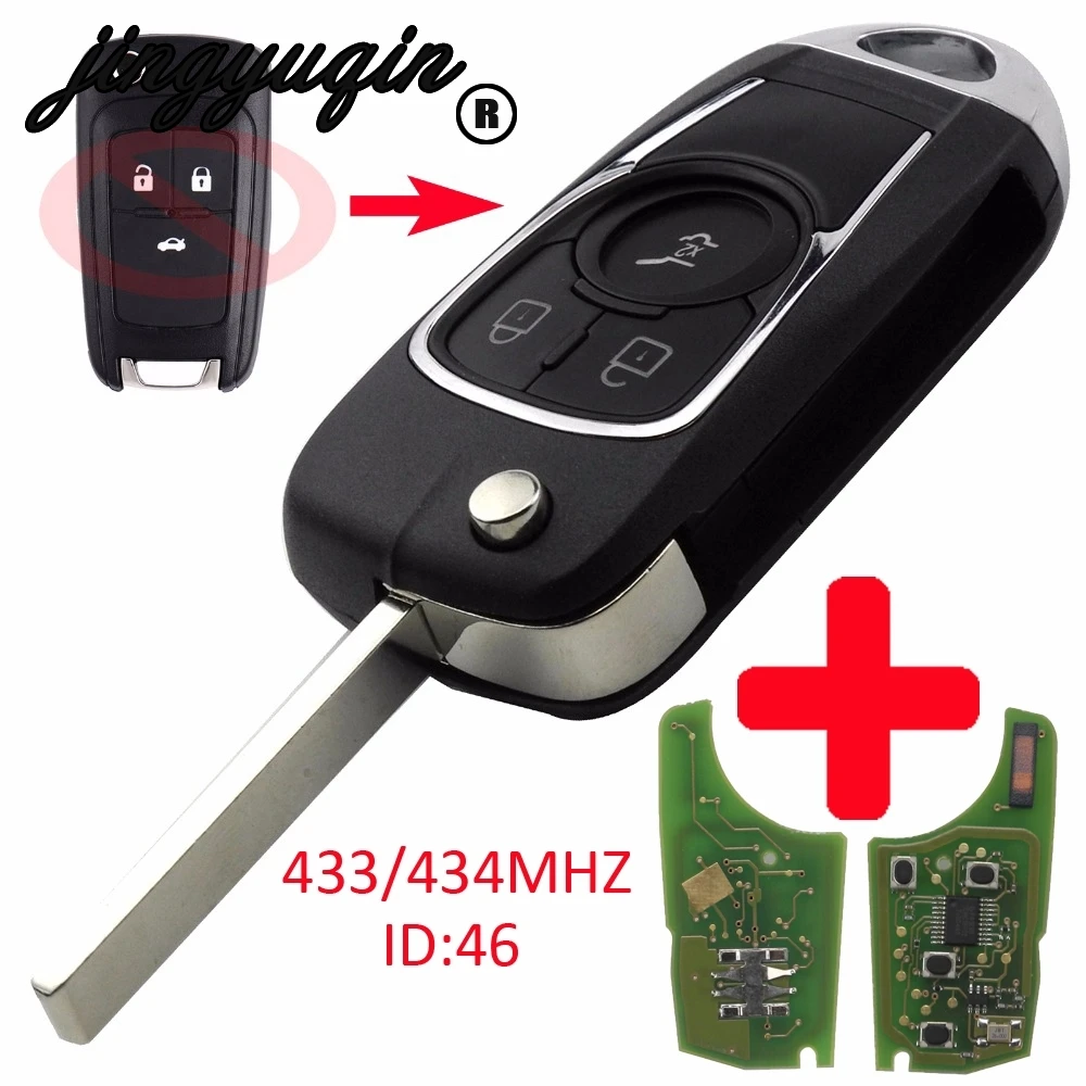 

jingyuqin 433MHz With ID46 Chip Modified Filp Key Shell Cover For Chevrolet Cruze Buick VAUXHALL OPEL Insignia Astra J Zafira C