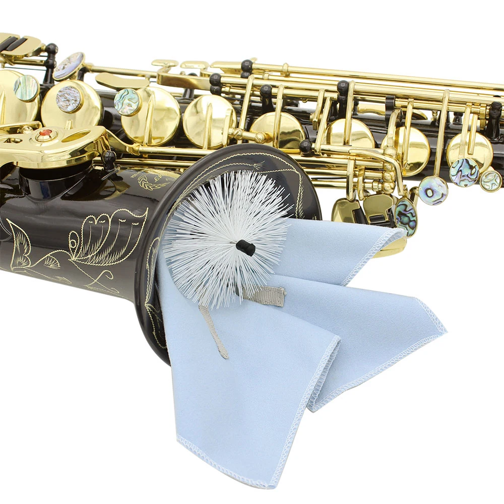 Saxophone Cleaning Cloth With Brush Woodwind Musical Instrument Accessories Alto Tenor Soprano Sax Swab Cloth for Inside Tube
