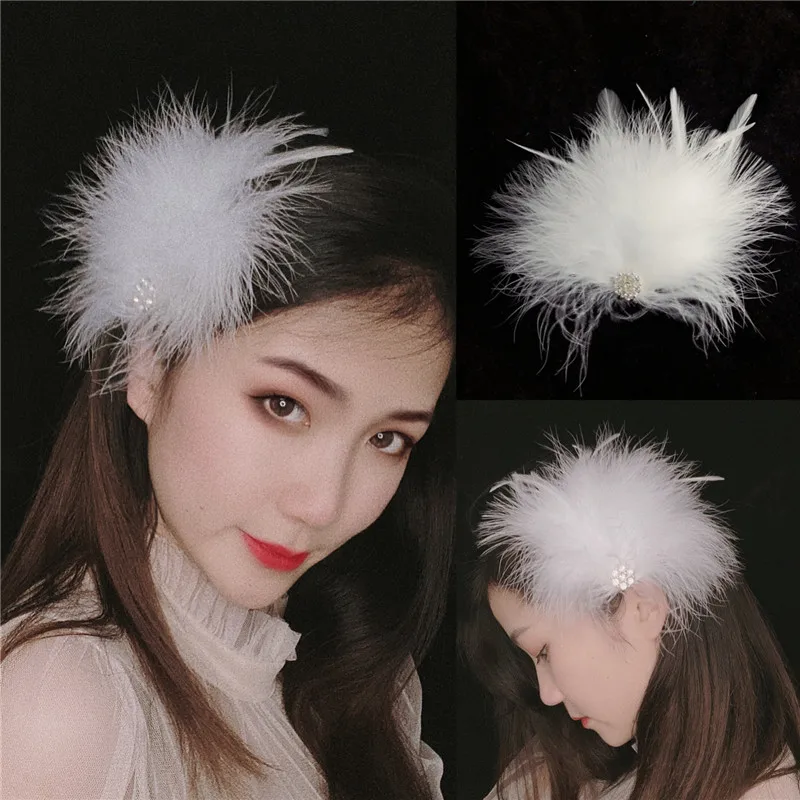 

1Piece White Feather Hairpins Hair Clip for Women Girls Fashion Wedding Dance Perform Party Hair Pins Ornaments Hair Accessories