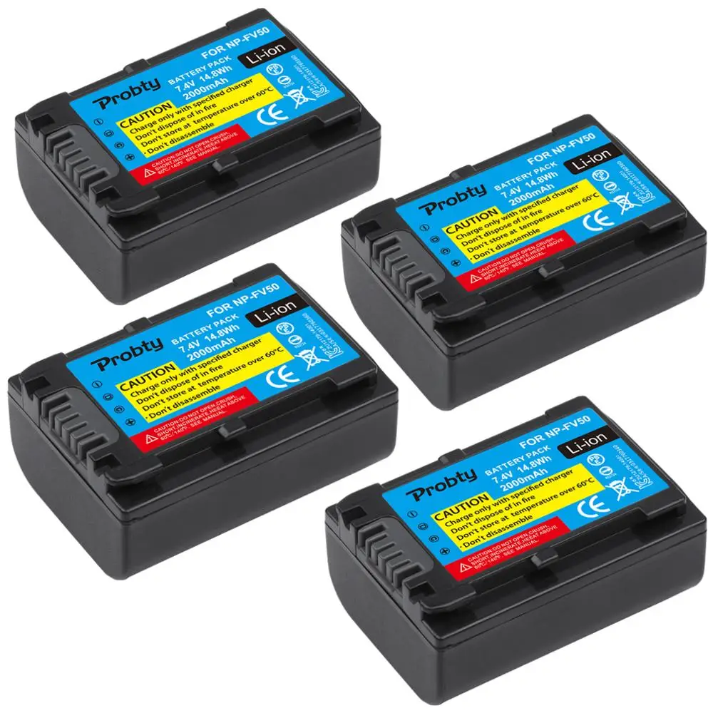 4 шт., батарея для Sony HDR- CX580E CX700E CX760E CX360E PJ10E PJ30E NP-FV50 XR550E XR260E XR150E