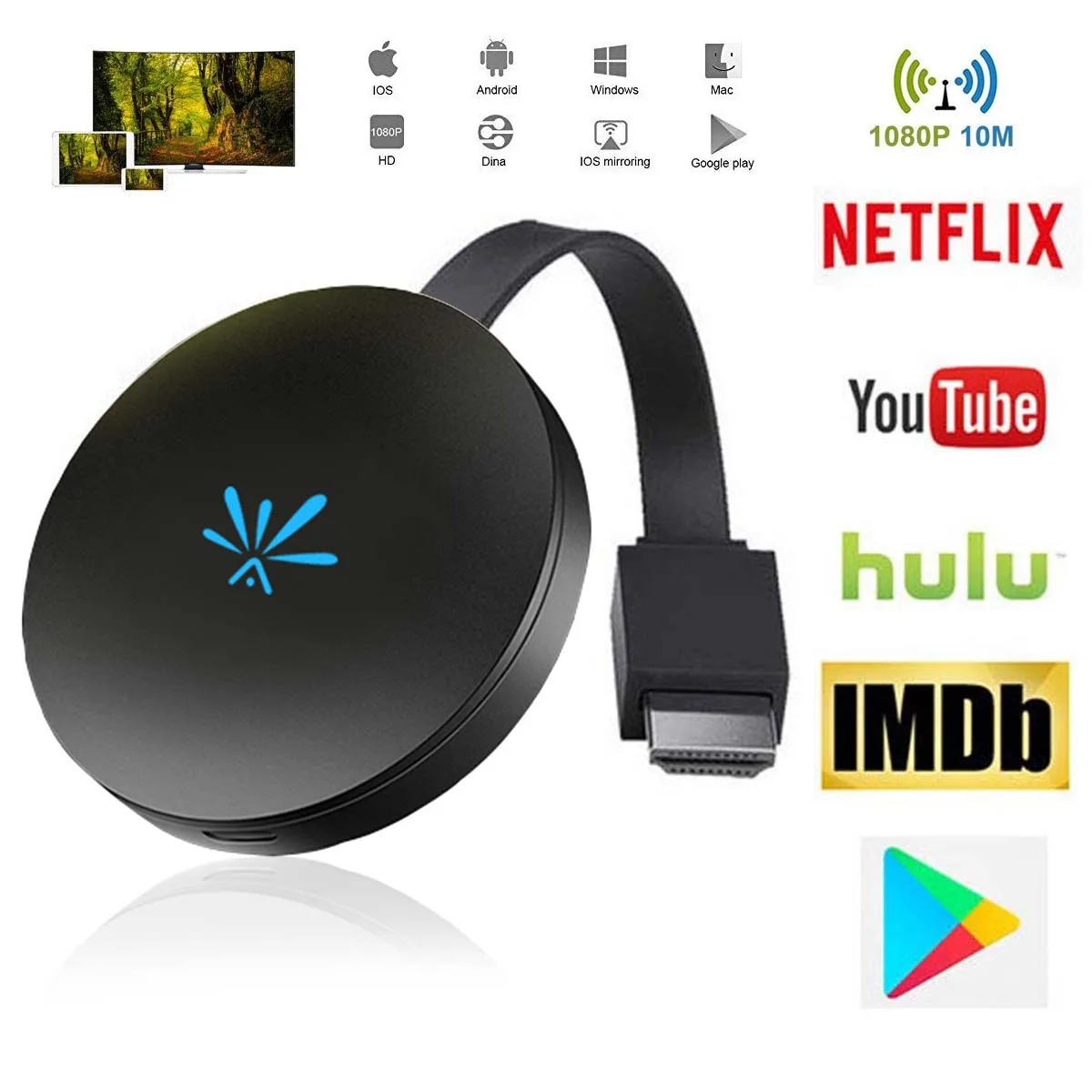 

TV Stick Video WiFi Display Dongle HD Digital Media Video Streamer TV Dongle Receiver 2.4GHz For Chromecast 2 Free Shipping