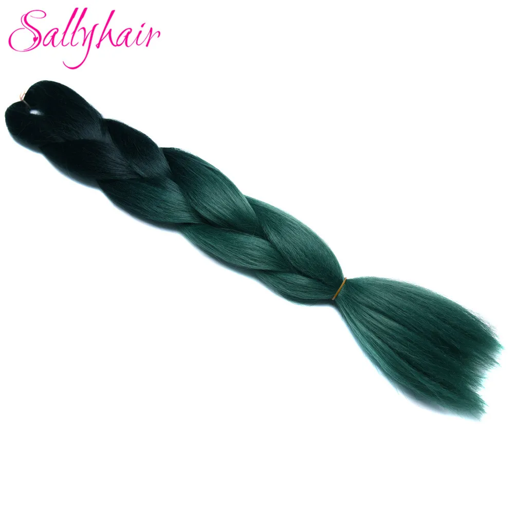 Sallyhair, 24 дюйма, Омбре, плетение волос, 2 тона, черный, винно-красный цвет, огромные косички, высокотемпературное волокно, синтетические волосы для наращивания - Цвет: #3