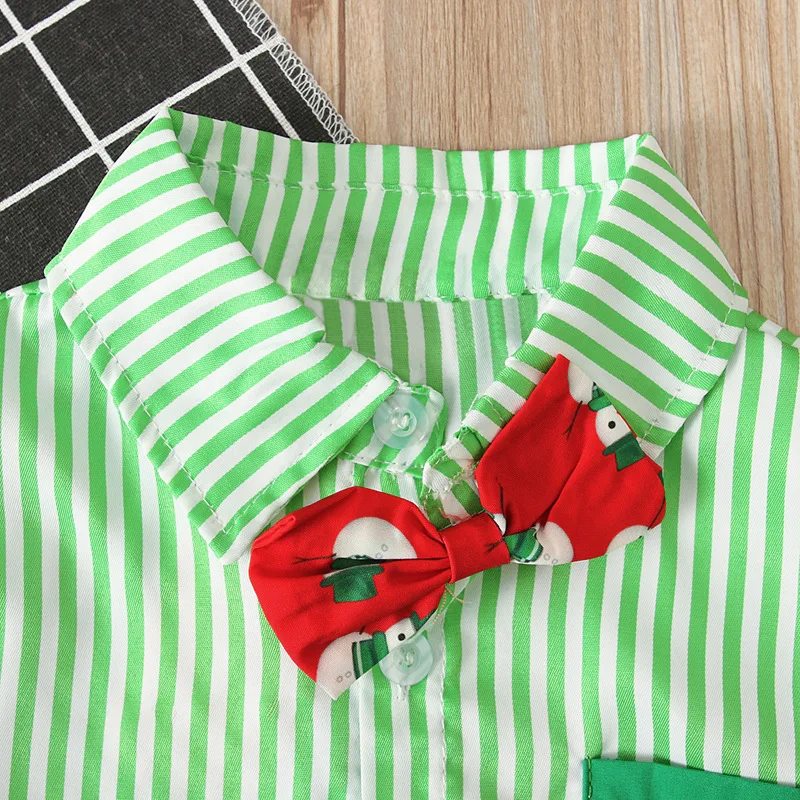 Детский Рождественский комплект из 2 предметов для мальчиков футболка в полоску