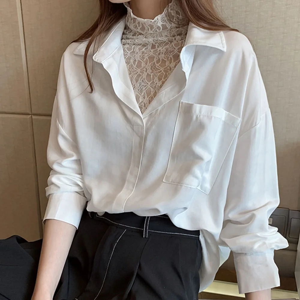 Элегантная кружевная блузка в стиле пэчворк женские корейские шикарные