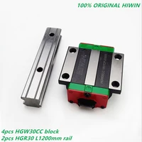 4pcs original hiwin hgw30cc linear flanged carriage blocks 2pcs linear hgr30 1200mm guide length rail