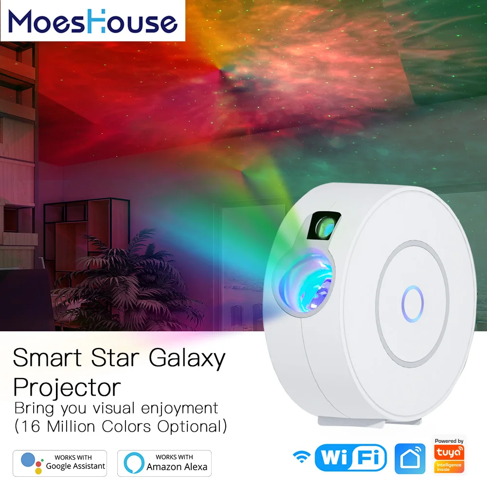 Wi Fi Tuya Smart Проектор звездного неба Galaxy лазерный проектор развевающиеся ночник