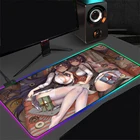 Коврик для мыши с аниме девушкой и большой грудью, RGB-подсветка для сексуальной видеосъемки, коврик для мыши с сексуальным украшением для геймеров, милый Rgb-коврик, большой светодиодный коврик