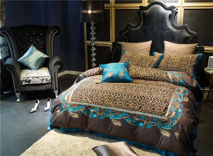 Комплект постельного белья из 4/7 предметов роскошный коричневый кофейный