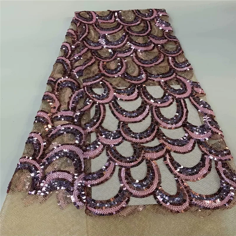 

2020 Latest African Net Lace Fabric green/gold High Quality Sequins Nigerian Lace Fabrics 5Yards French Tulle Lace Material