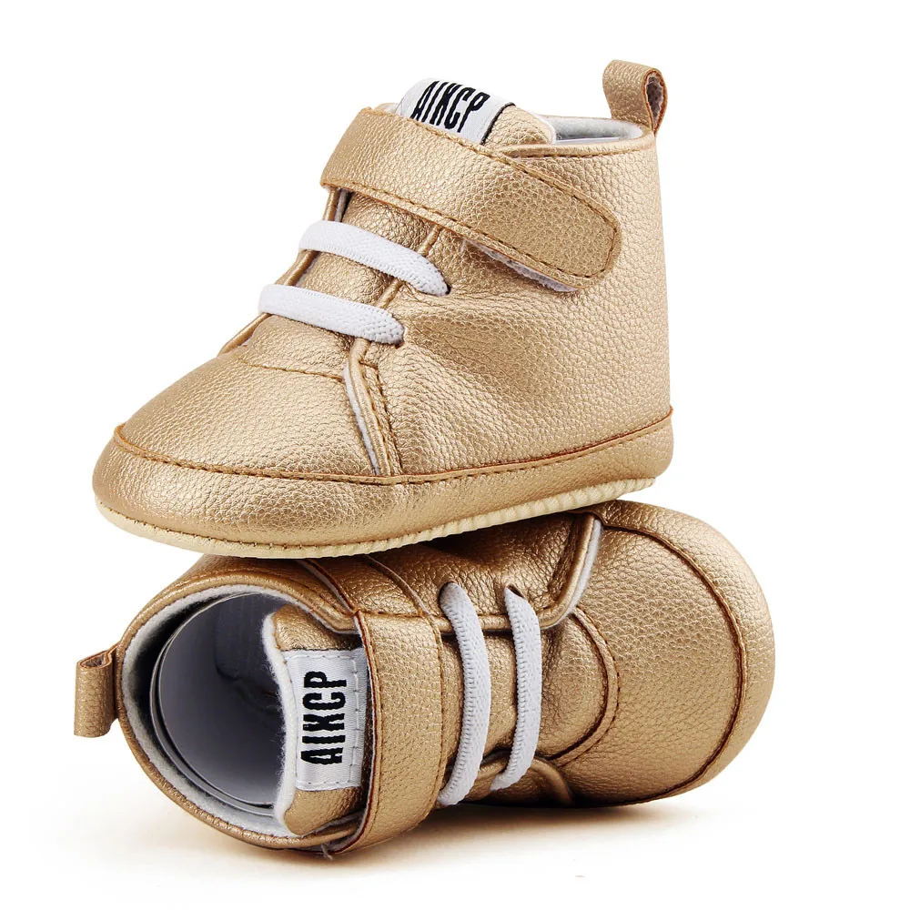 Весенне-осенние пинетки для малышей девочек новорожденных блестящие кожаные