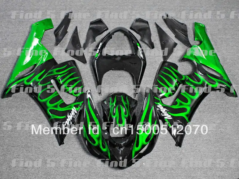 

Green Flame Black Body For KAWASAKI ZX6R 05 06 ZX 6R 05-06 ZX-6R 2005 2006 2005-2006 ABS Fairing Kit