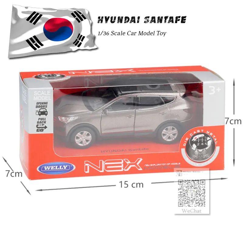 5 шт./лот оптовая продажа модель автомобиля WELLY масштаба 1/36 игрушки Hyundai Santafe литая