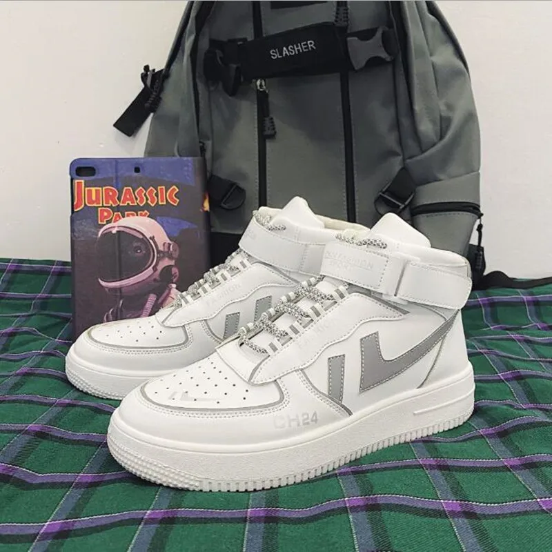 

Мужские высокие кроссовки из микрофибры, Повседневная Удобная уличная Нескользящая дышащая обувь