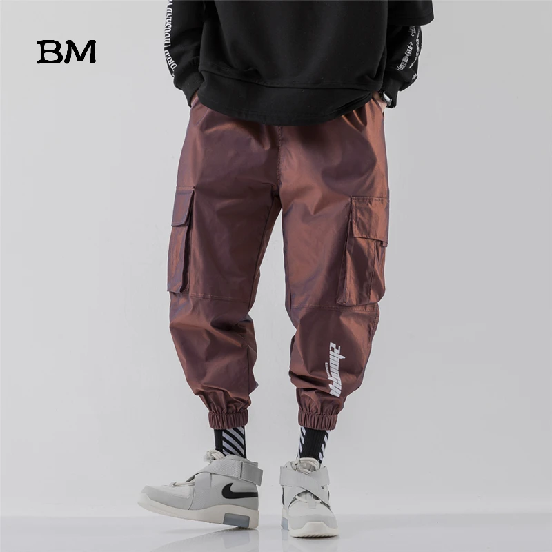 Хип-хоп скейтборд брюки Светоотражающие шаровары мужские корейский стиль