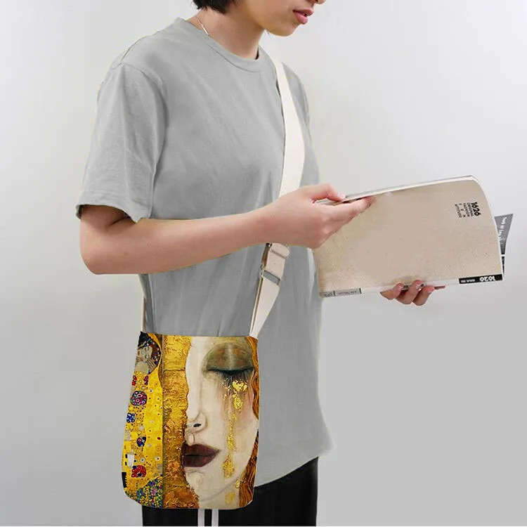 

Golden oil painting leisure tote bag linen bag eco-friendly shopping bag outdoor beach bag leisure tote bag