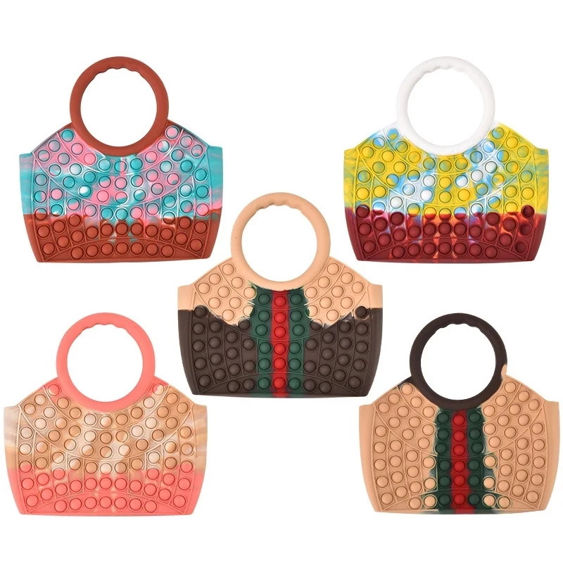 

Пуш-Поп игрушки, сумки, женская сумка-антистресс, модные кошельки, силиконовая сумка с ручкой сверху, сумка-тоут через плечо, A128